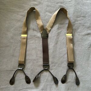 Tan Brown Silk Tuxedo Suspenders Adjustable 6 Button Holes Formal Event Wedding